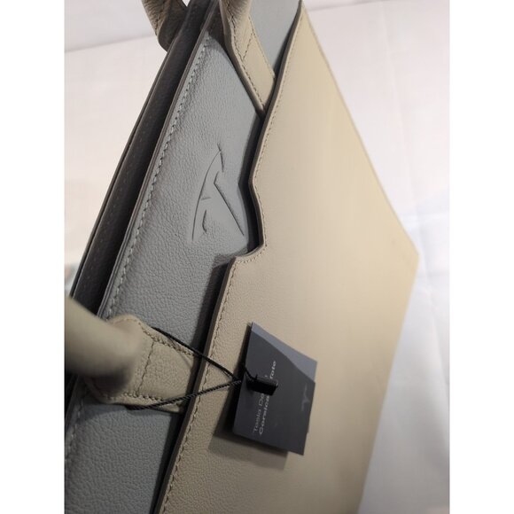 Tesla Corsicana Tote Leather Purse Bag NEW NWT Beige Grey Handbag Satchel $500 - Picture 10 of 16
